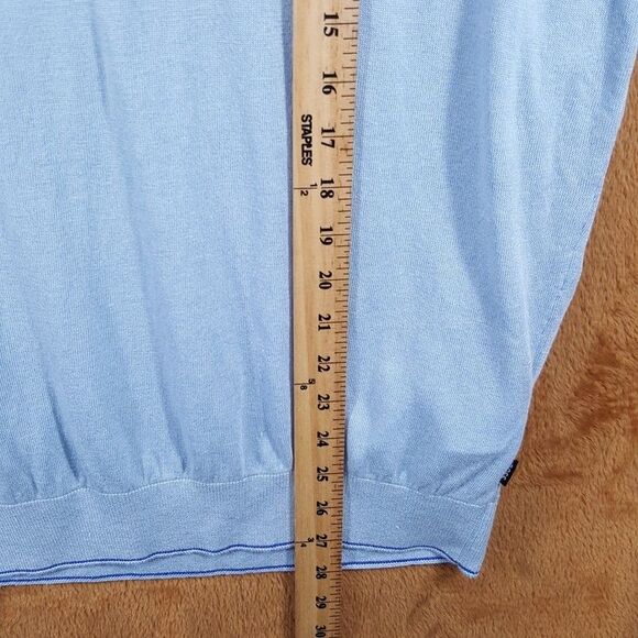 HUGO BOSS Polo Shirt Mens Small Blue Short Sleeve Knit Linen Blend TRIESTE $198 - Picture 11 of 12